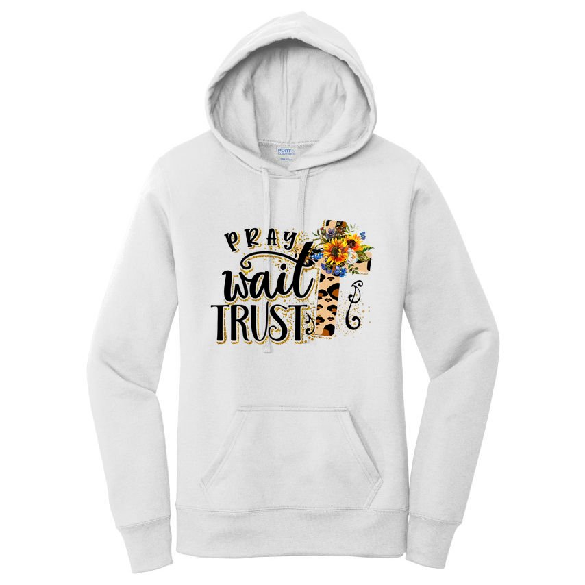 Pray Wait Trust Christian Faith Jesus God Lover Leopard Gift Women's Pullover Hoodie