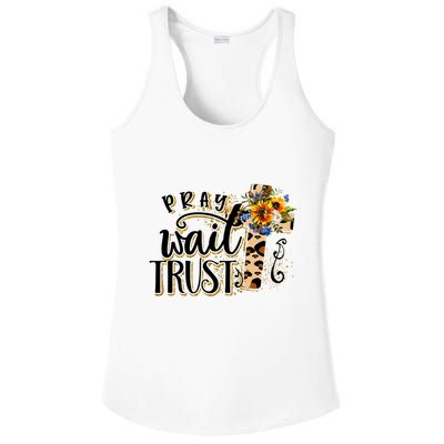 Pray Wait Trust Christian Faith Jesus God Lover Leopard Gift Ladies PosiCharge Competitor Racerback Tank