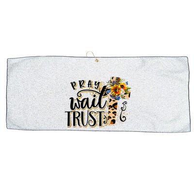 Pray Wait Trust Christian Faith Jesus God Lover Leopard Gift Large Microfiber Waffle Golf Towel
