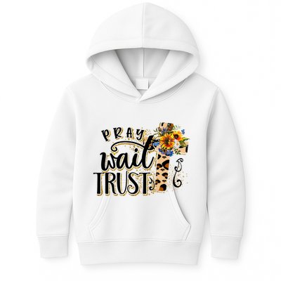 Pray Wait Trust Christian Faith Jesus God Lover Leopard Gift Kids Hoodie