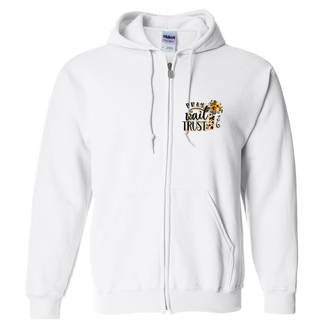 Pray Wait Trust Christian Faith Jesus God Lover Leopard Gift Full Zip Hoodie