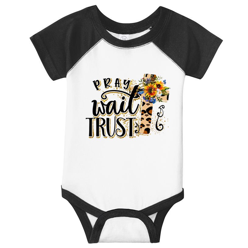 Pray Wait Trust Christian Faith Jesus God Lover Leopard Gift Infant Baby Jersey Bodysuit