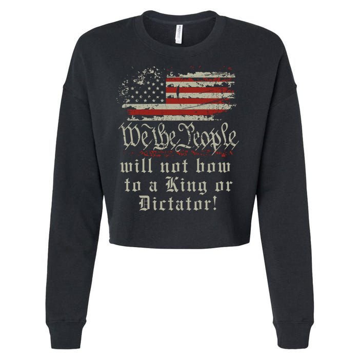 Patriotic We the people Will Not Bow to King or Dictator Cropped Pullover Crew