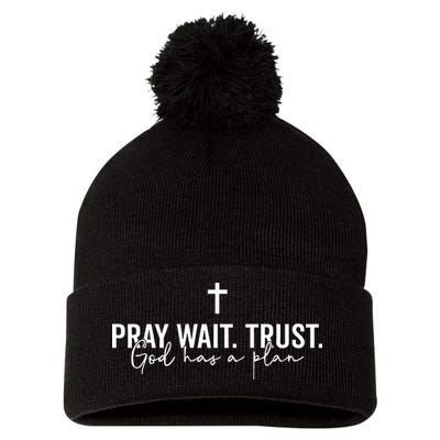Pray Wait Trust God Has A Plan Pom Pom 12in Knit Beanie
