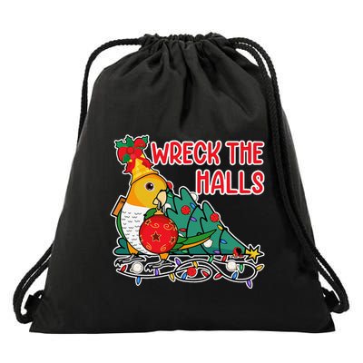 Parrot Wrecks The Halls I Whitebellied Caique Drawstring Bag