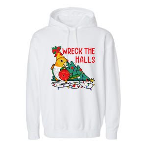 Parrot Wrecks The Halls I Whitebellied Caique Garment-Dyed Fleece Hoodie