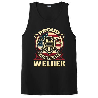 Proud Welder US American Flag Pipefitter Retro Welding Gift PosiCharge Competitor Tank