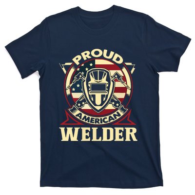 Proud Welder US American Flag Pipefitter Retro Welding Gift T-Shirt