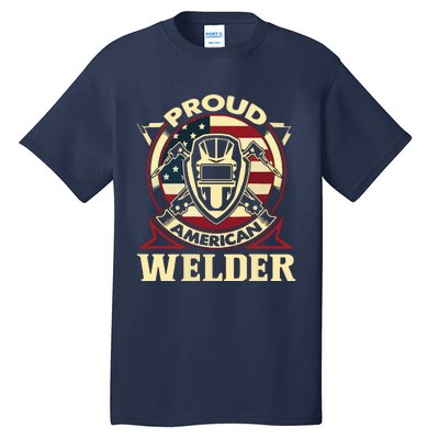 Proud Welder US American Flag Pipefitter Retro Welding Gift Tall T-Shirt