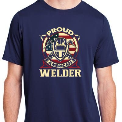 Proud Welder US American Flag Pipefitter Retro Welding Gift Adult ChromaSoft Performance T-Shirt