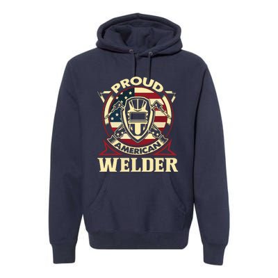 Proud Welder US American Flag Pipefitter Retro Welding Gift Premium Hoodie