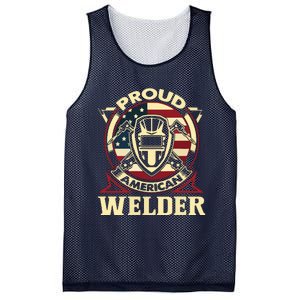 Proud Welder US American Flag Pipefitter Retro Welding Gift Mesh Reversible Basketball Jersey Tank