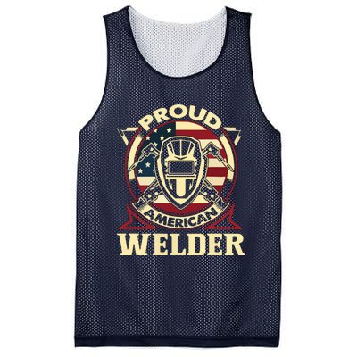 Proud Welder US American Flag Pipefitter Retro Welding Gift Mesh Reversible Basketball Jersey Tank