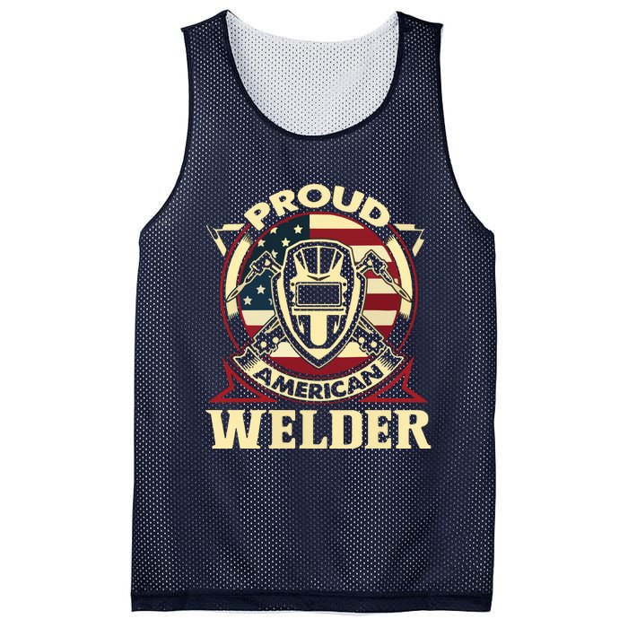 Proud Welder US American Flag Pipefitter Retro Welding Gift Mesh Reversible Basketball Jersey Tank