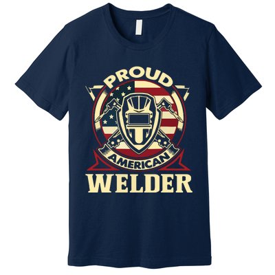 Proud Welder US American Flag Pipefitter Retro Welding Gift Premium T-Shirt