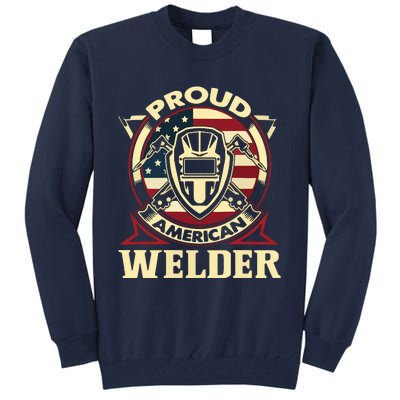 Proud Welder US American Flag Pipefitter Retro Welding Gift Tall Sweatshirt