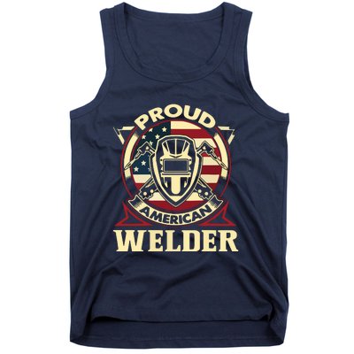 Proud Welder US American Flag Pipefitter Retro Welding Gift Tank Top