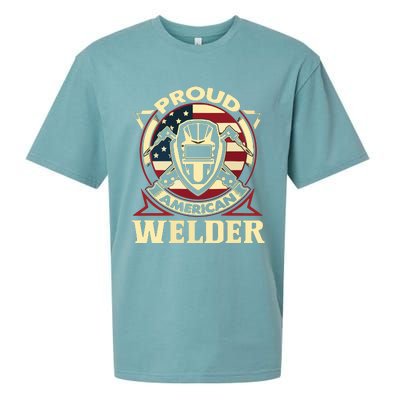 Proud Welder US American Flag Pipefitter Retro Welding Gift Sueded Cloud Jersey T-Shirt