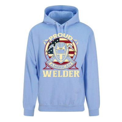 Proud Welder US American Flag Pipefitter Retro Welding Gift Unisex Surf Hoodie