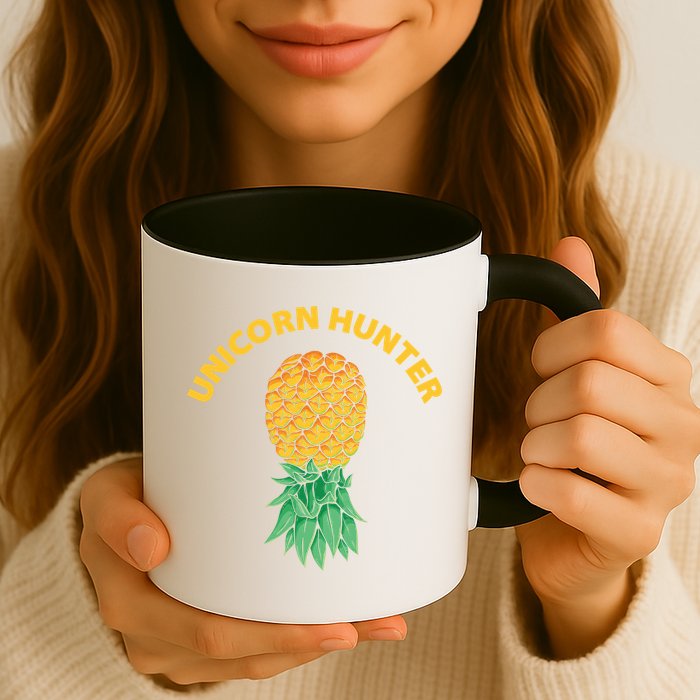 Polyamory With Upside Down Pineapple And Unicorn Hunter Gift Mug