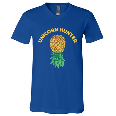 Polyamory With Upside Down Pineapple And Unicorn Hunter Gift V-Neck T-Shirt