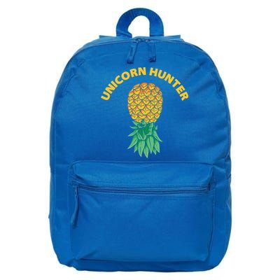 Polyamory With Upside Down Pineapple And Unicorn Hunter Gift 16 in Basic Backpack