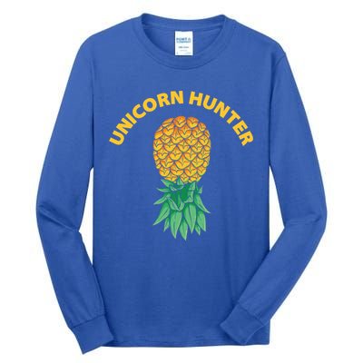 Polyamory With Upside Down Pineapple And Unicorn Hunter Gift Tall Long Sleeve T-Shirt