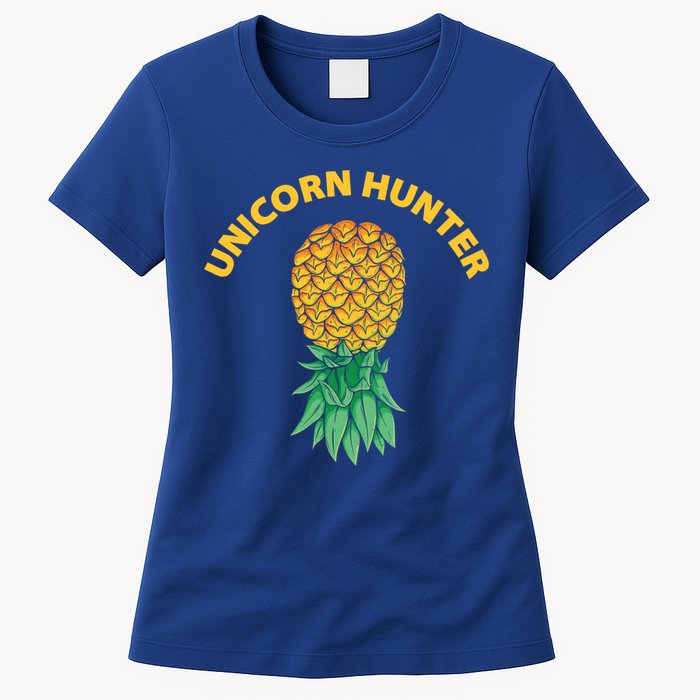 Polyamory With Upside Down Pineapple And Unicorn Hunter Gift Womens T-Shirt