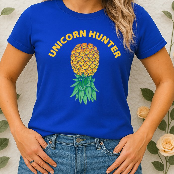 Polyamory With Upside Down Pineapple And Unicorn Hunter Gift Womens T-Shirt