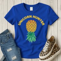 Polyamory With Upside Down Pineapple And Unicorn Hunter Gift Womens T-Shirt