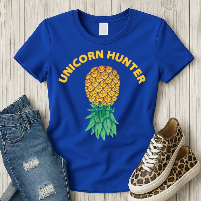 Polyamory With Upside Down Pineapple And Unicorn Hunter Gift Womens T-Shirt