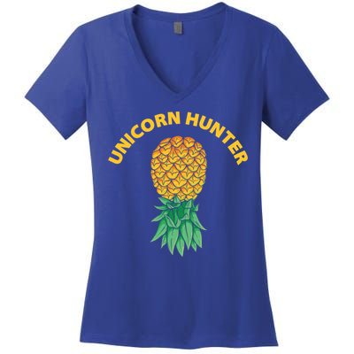 Polyamory With Upside Down Pineapple And Unicorn Hunter Gift Women's V-Neck T-Shirt
