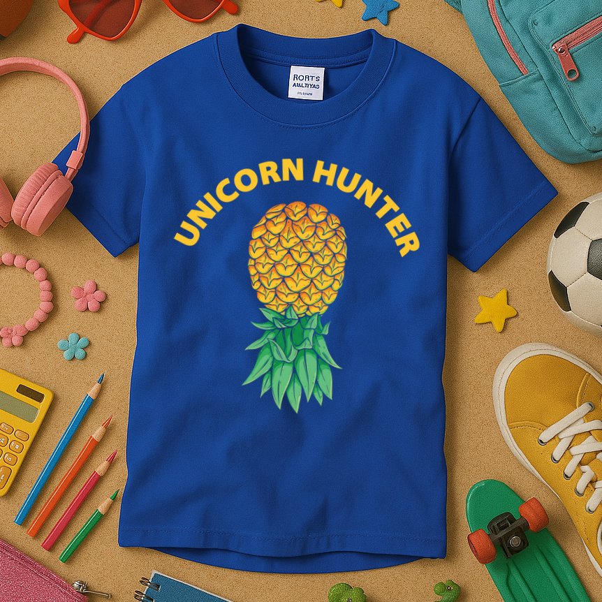 Polyamory With Upside Down Pineapple And Unicorn Hunter Gift Kids T-Shirt