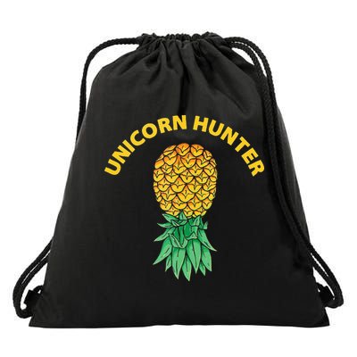 Polyamory With Upside Down Pineapple And Unicorn Hunter Drawstring Bag
