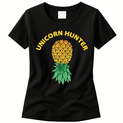Polyamory With Upside Down Pineapple And Unicorn Hunter Womens T-Shirt