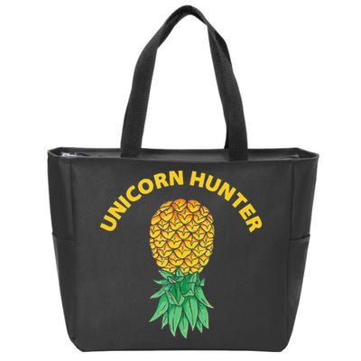 Polyamory With Upside Down Pineapple And Unicorn Hunter Zip Tote Bag