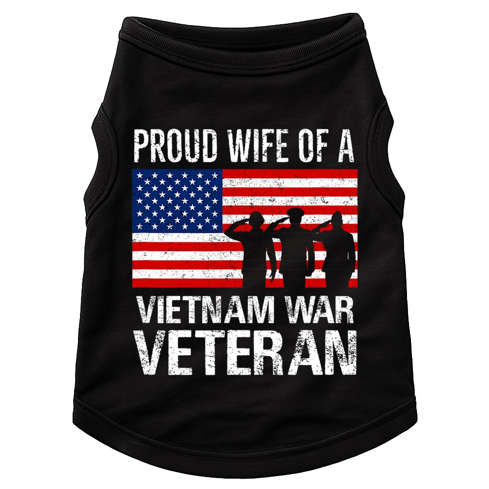 Proud Wife Vietnam War Veteran Husband Wives Matching Design Doggie Tank