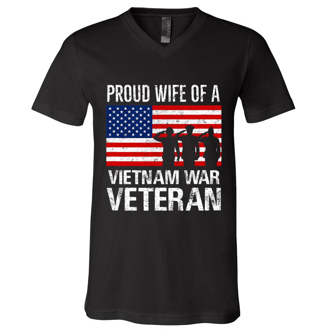 Proud Wife Vietnam War Veteran Husband Wives Matching Design V-Neck T-Shirt