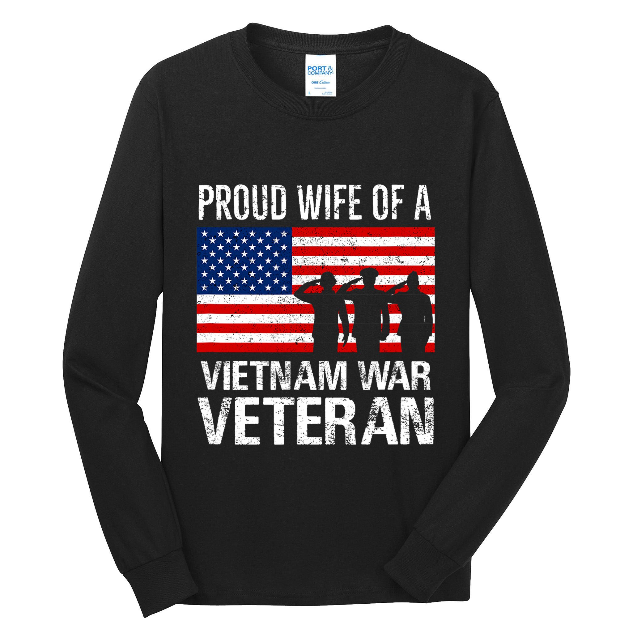 Proud Wife Vietnam War Veteran Husband Wives Matching Design Tall Long Sleeve T-Shirt