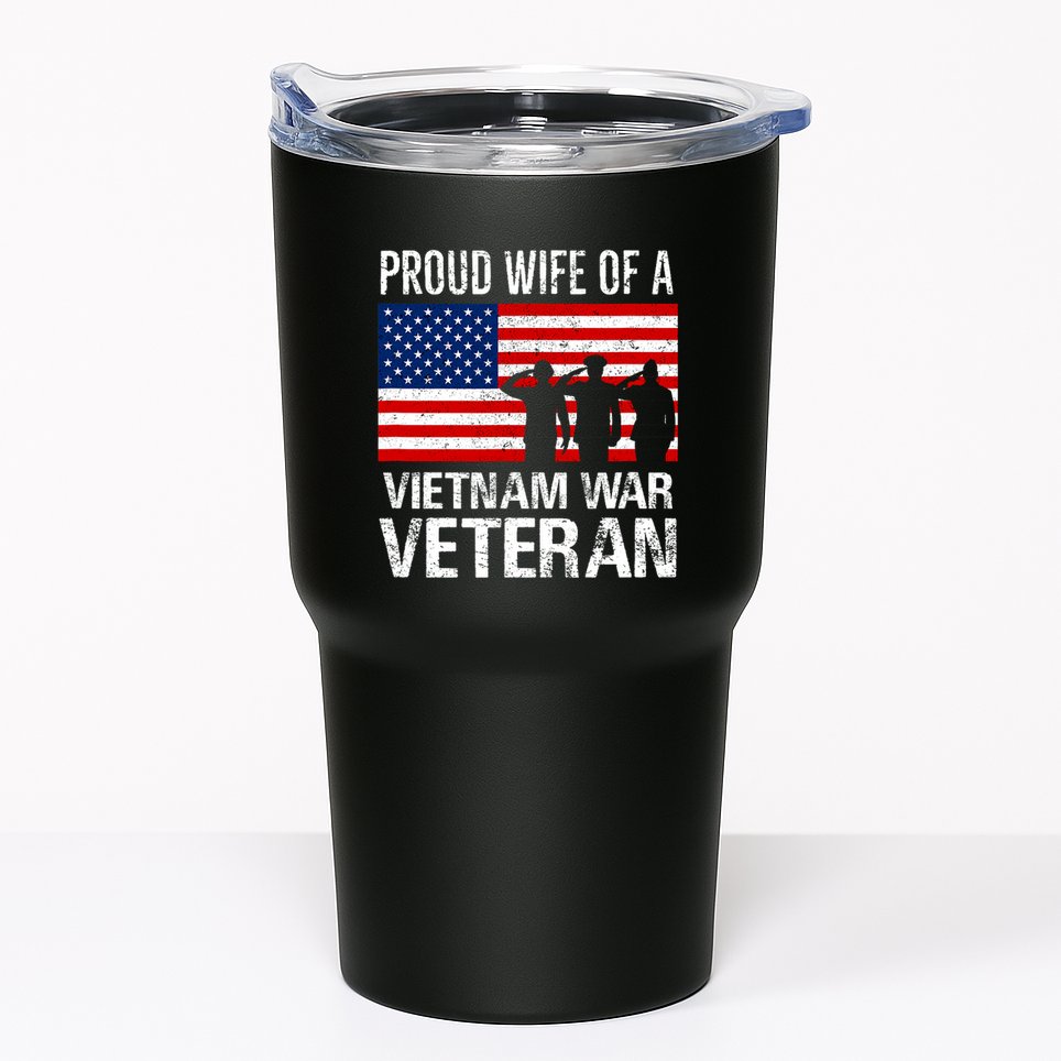 Proud Wife Vietnam War Veteran Husband Wives Matching Design Tumbler