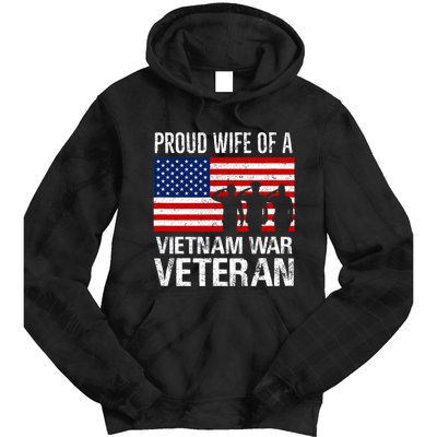 Proud Wife Vietnam War Veteran Husband Wives Matching Design Tie Dye Hoodie