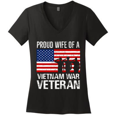 Proud Wife Vietnam War Veteran Husband Wives Matching Design Women's V-Neck T-Shirt