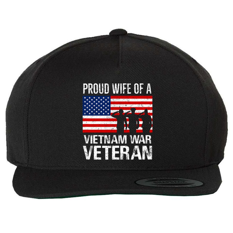 Proud Wife Vietnam War Veteran Husband Wives Matching Design Wool Snapback Cap