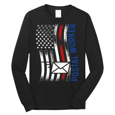 Postal Worker Vintage USA American Flag US Postal Long Sleeve Shirt