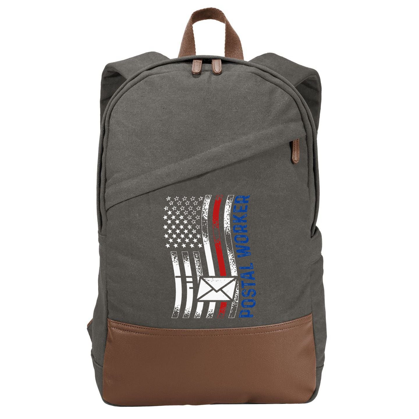 Postal Worker Vintage USA American Flag US Postal Cotton Canvas Backpack