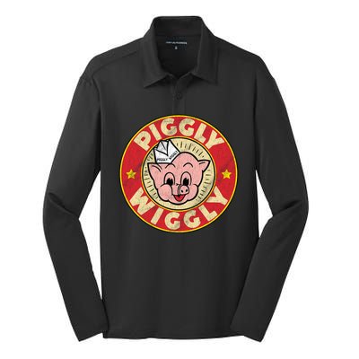 Piggly Wiggly Vintage Retro Silk Touch Performance Long Sleeve Polo