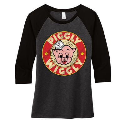 Piggly Wiggly Vintage Retro Women's Tri-Blend 3/4-Sleeve Raglan Shirt