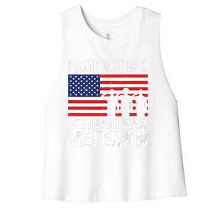 Proud Wife Vietnam War Veteran Husband Wives Matching Design Women's Racerback Cropped Tank