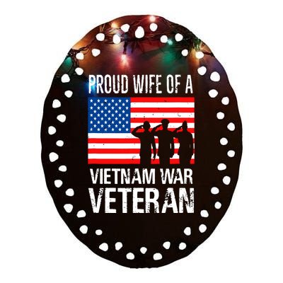 Proud Wife Vietnam War Veteran Husband Wives Matching Design Ceramic Oval Ornament