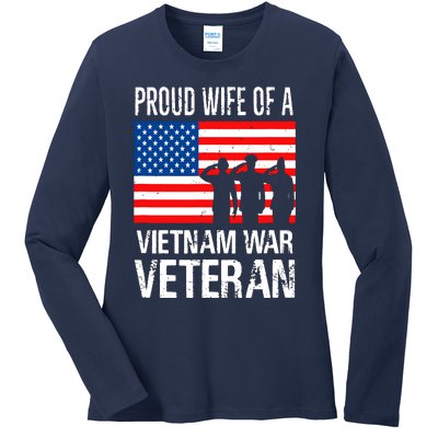 Proud Wife Vietnam War Veteran Husband Wives Matching Design Ladies Long Sleeve Shirt